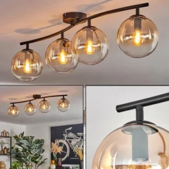 Gastor Plafonnier, Boule lumineuse Ambre, Clair, 4 lumières
