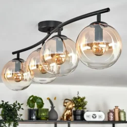 Gastor Plafonnier, Boule lumineuse Ambre, Clair, 4 lumières