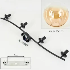 Gastor Plafonnier, Boule lumineuse Ambre, Clair, 4 lumières