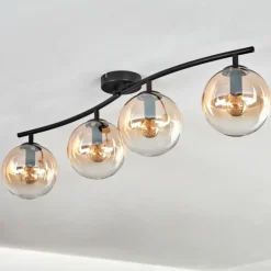 Gastor Plafonnier, Boule lumineuse Ambre, Clair, 4 lumières