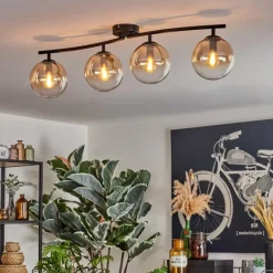 Gastor Plafonnier, Boule lumineuse Ambre, Clair, 4 lumières