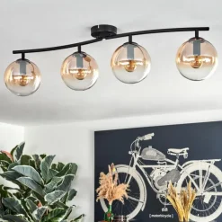 Gastor Plafonnier, Boule lumineuse Ambre, Clair, 4 lumières