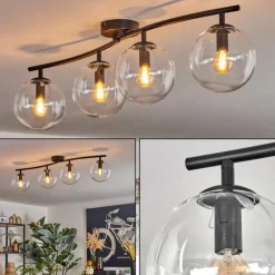 Gastor Plafonnier, Boule lumineuse Clair, 4 lumières