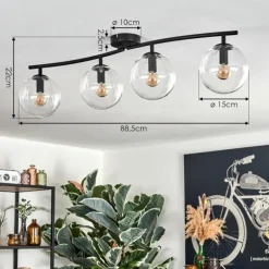 Gastor Plafonnier, Boule lumineuse Clair, 4 lumières
