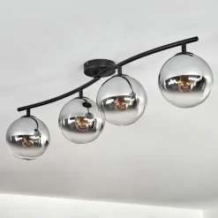 Gastor Plafonnier, Boule lumineuse Chrome, Clair, Fumé, 4 lumières