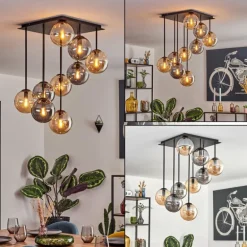 Gastor Plafonnier, Boule lumineuse Ambre, Fumé, 9 lumières