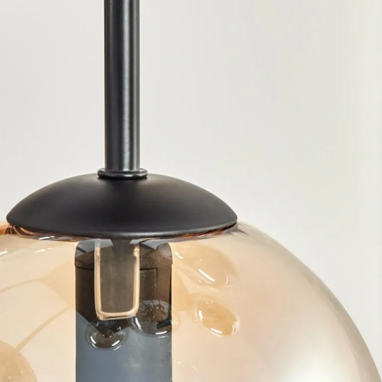 Gastor Plafonnier, Boule lumineuse Ambre, Fumé, 9 lumières
