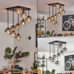 Gastor Plafonnier, Boule lumineuse Clair, Fumé, 9 lumières