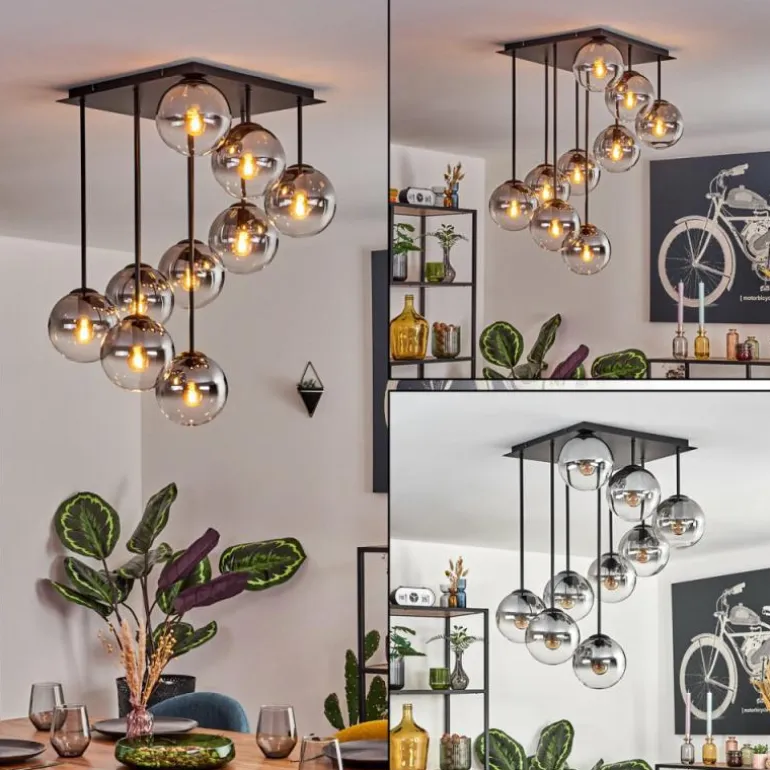 Gastor Plafonnier, Boule lumineuse Clair, Fumé, 9 lumières