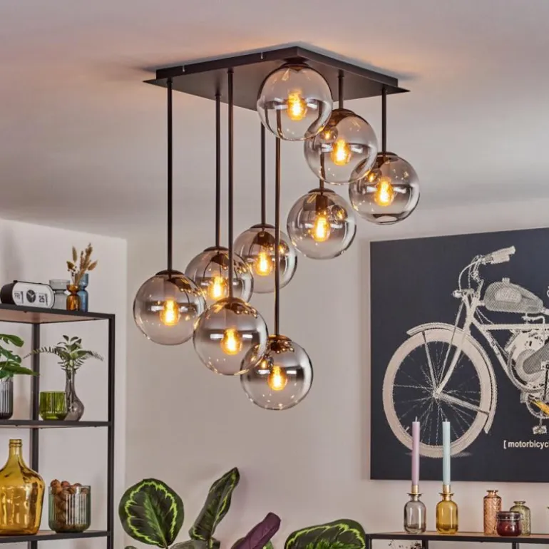 Gastor Plafonnier, Boule lumineuse Clair, Fumé, 9 lumières