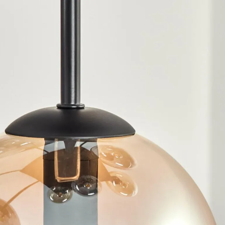 Gastor Plafonnier, Boule lumineuse Ambre, Clair, Fumé, 9 lumières