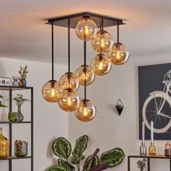 Gastor Plafonnier, Boule lumineuse Ambre, 9 lumières