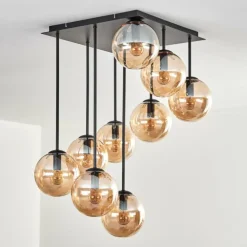 Gastor Plafonnier, Boule lumineuse Ambre, 9 lumières