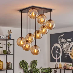 Gastor Plafonnier, Boule lumineuse Ambre, 9 lumières
