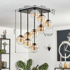 Gastor Plafonnier, Boule lumineuse Ambre, Clair, 9 lumières