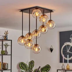Gastor Plafonnier, Boule lumineuse Ambre, Clair, 9 lumières