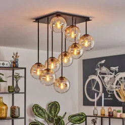 Gastor Plafonnier, Boule lumineuse Ambre, Clair, 9 lumières