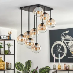 Gastor Plafonnier, Boule lumineuse Ambre, Clair, 9 lumières
