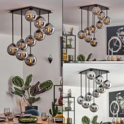 Gastor Plafonnier, Boule lumineuse Chrome, Fumé, 9 lumières