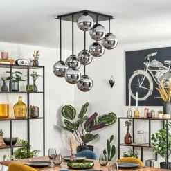 Gastor Plafonnier, Boule lumineuse Chrome, Fumé, 9 lumières