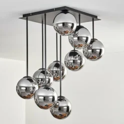 Gastor Plafonnier, Boule lumineuse Chrome, Fumé, 9 lumières