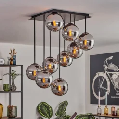 Gastor Plafonnier, Boule lumineuse Chrome, Fumé, 9 lumières