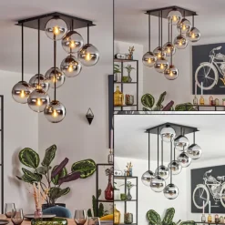 Gastor Plafonnier, Boule lumineuse Chrome, Clair, Fumé, 9 lumières
