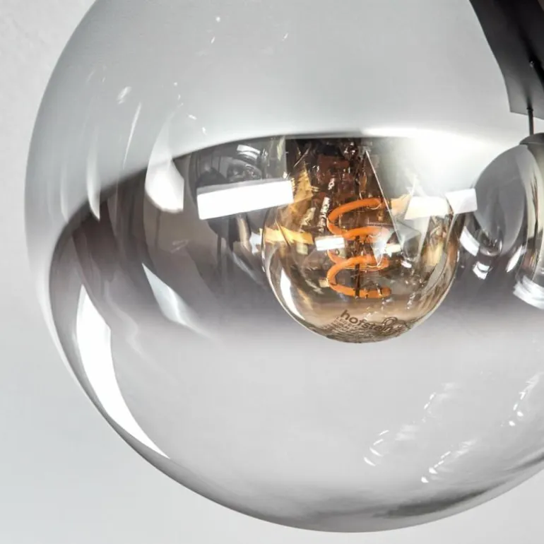 Gastor Plafonnier, Boule lumineuse Chrome, Clair, Fumé, 9 lumières