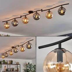 Gastor Plafonnier, Boule lumineuse Ambre, Fumé, 6 lumières