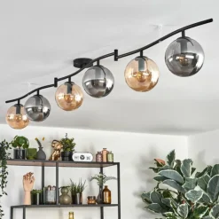 Gastor Plafonnier, Boule lumineuse Ambre, Fumé, 6 lumières
