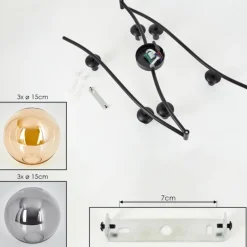 Gastor Plafonnier, Boule lumineuse Ambre, Fumé, 6 lumières