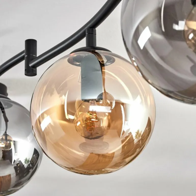 Gastor Plafonnier, Boule lumineuse Ambre, Fumé, 6 lumières