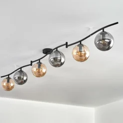 Gastor Plafonnier, Boule lumineuse Ambre, Fumé, 6 lumières