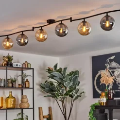 Gastor Plafonnier, Boule lumineuse Ambre, Fumé, 6 lumières