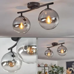 Gastor Plafonnier, Boule lumineuse Clair, Fumé, 2 lumières