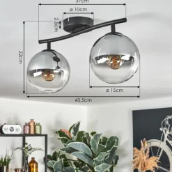 Gastor Plafonnier, Boule lumineuse Clair, Fumé, 2 lumières