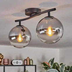 Gastor Plafonnier, Boule lumineuse Clair, Fumé, 2 lumières