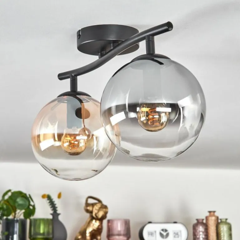 Gastor Plafonnier, Boule lumineuse Ambre, Clair, Fumé, 2 lumières