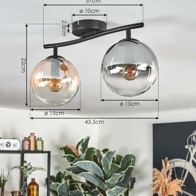Gastor Plafonnier, Boule lumineuse Ambre, Clair, Fumé, 2 lumières