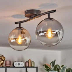 Gastor Plafonnier, Boule lumineuse Ambre, Clair, Fumé, 2 lumières