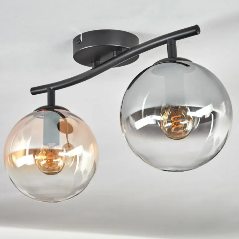 Gastor Plafonnier, Boule lumineuse Ambre, Clair, Fumé, 2 lumières