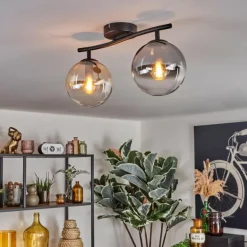 Gastor Plafonnier, Boule lumineuse Ambre, Clair, Fumé, 2 lumières