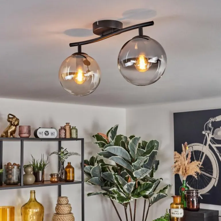 Gastor Plafonnier, Boule lumineuse Ambre, Clair, Fumé, 2 lumières