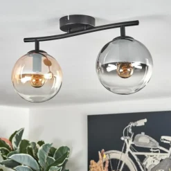 Gastor Plafonnier, Boule lumineuse Ambre, Clair, Fumé, 2 lumières