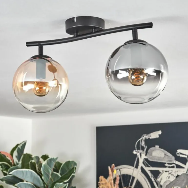 Gastor Plafonnier, Boule lumineuse Ambre, Clair, Fumé, 2 lumières