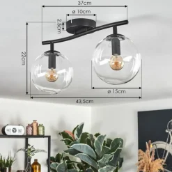 Gastor Plafonnier, Boule lumineuse Clair, 2 lumières