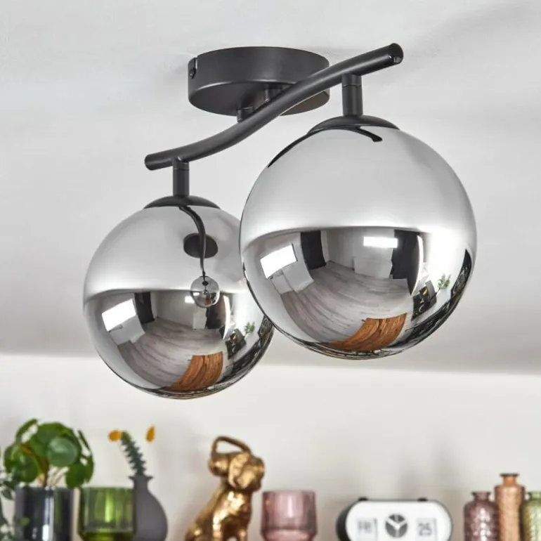 Gastor Plafonnier, Boule lumineuse Chrome, Fumé, 2 lumières