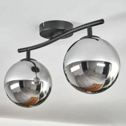 Gastor Plafonnier, Boule lumineuse Chrome, Fumé, 2 lumières