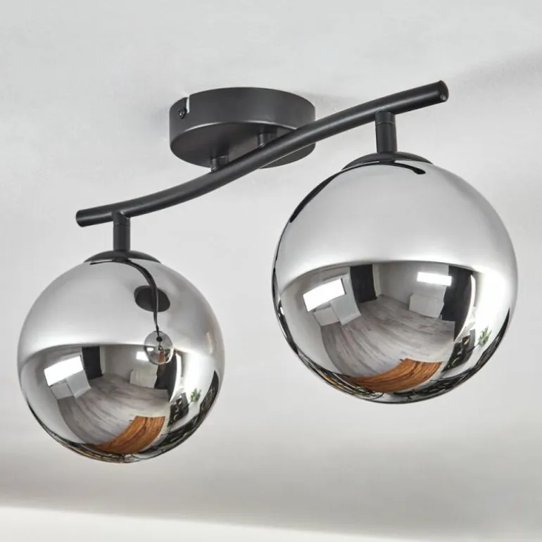 Gastor Plafonnier, Boule lumineuse Chrome, Fumé, 2 lumières