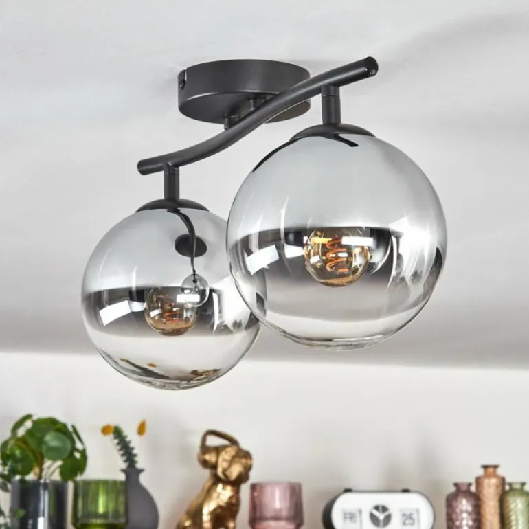Gastor Plafonnier, Boule lumineuse Chrome, Clair, Fumé, 2 lumières